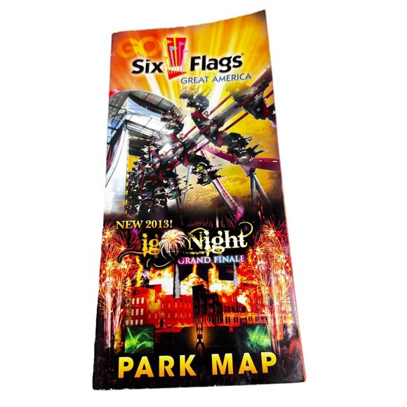 Six Flags Great America 2013 Park Map IGNight Reflections Ragin Cajun King Chaos - Picture 1 of 5